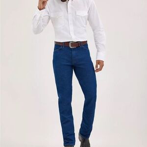 Wrangler 13MWZ Cowboy Cut Original Fit Straight-Leg Jeans 34X30 Medium/Dark Wash